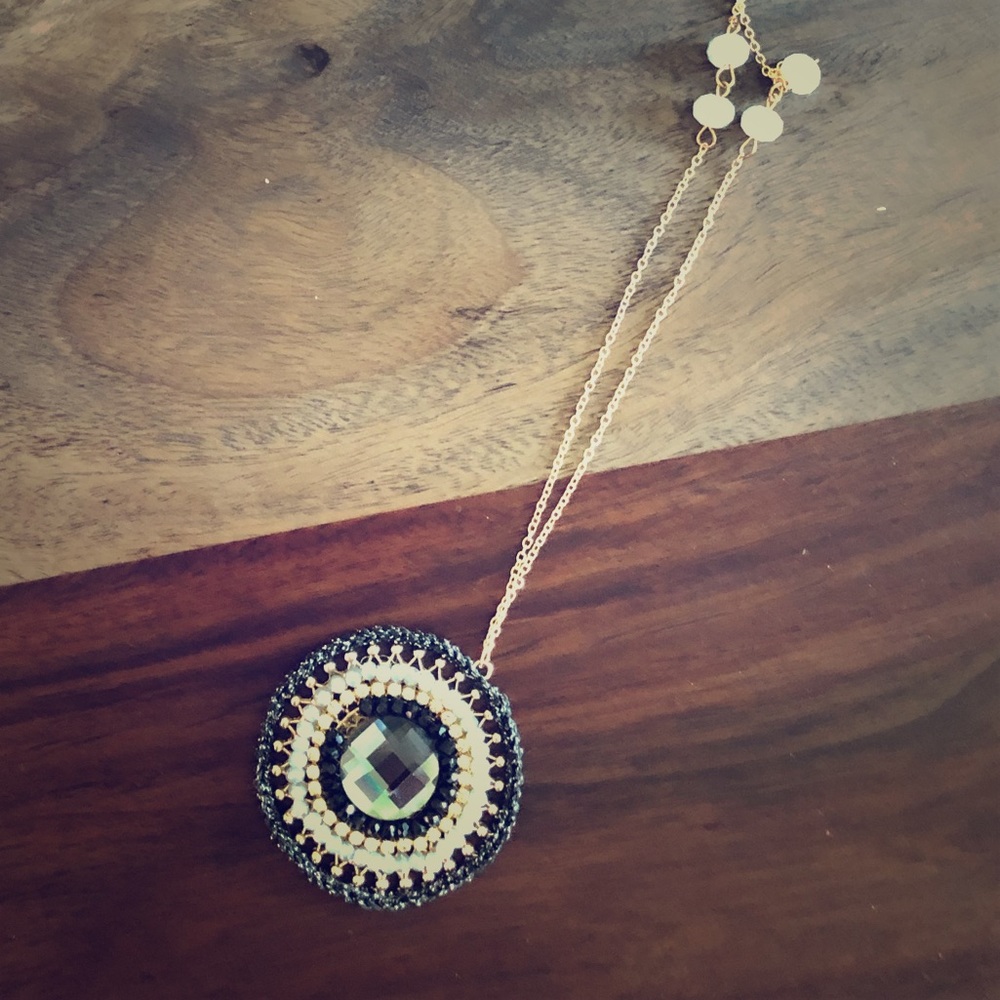 Rhinestone and gold necklace, 20-24 inches